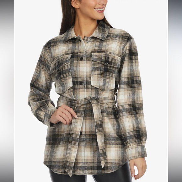 Laundry By Shelli Segal Jackets & Blazers - NEW Laundry by Shelli Segal Women's Plaid Shacket with Belt - size XS
